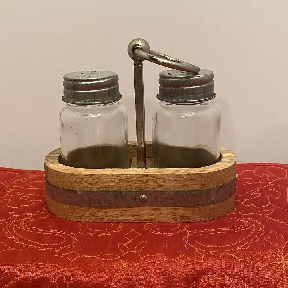 Farmhouse Round Shaped‎ Brushed Nickel Finish Salt & Pepper Shakers Cottagecore